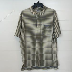 Coastal Cotton Performance Polo Yellow and Blue Stripes Large